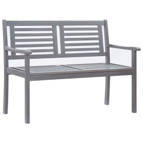 Banco de jardín 2 plazas madera maciza eucalipto gris 120 cm