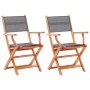 Folding garden chairs 2 units eucalyptus wood and gray textilene by vidaXL, Garden chairs - Ref: Foro24-48690, Price: 156,32 ...