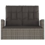 Banco jardín reclinable y cojines ratán sintético gris 118 cm