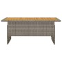 Mesa de jardín madera maciza acacia y ratán gris 100x50x43/63cm