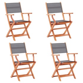 Folding garden chairs 4 units eucalyptus wood and gray textilene by vidaXL, Garden chairs - Ref: Foro24-48691, Price: 266,48 ...