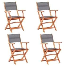 Folding garden chairs 4 units eucalyptus wood and gray textilene by vidaXL, Garden chairs - Ref: Foro24-48691, Price: 261,89 ...