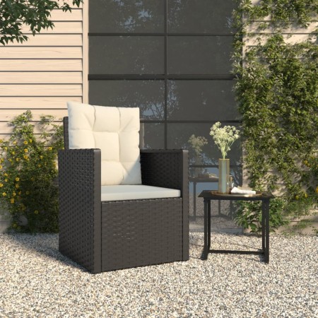 Sillón de jardín con cojín ratán sintético negro en Sillas de jardín | Comprar online en Foro24