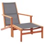 Silla de jardín con reposapiés madera eucalipto textilene gris de vidaXL, Sillas de jardín - Ref: Foro24-48696, Precio: 115,91 €