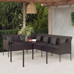 Set comedor de jardín 2 pzas con cojines ratán sintético negro Set comedor de jardín 2 pzas con cojines ratán sintético negro
