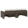 Set muebles de jardín 2 piezas y cojines ratán sintético marrón