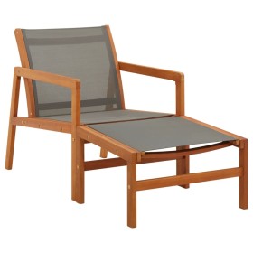 Garden chair with gray textilene eucalyptus wood footrest by vidaXL, Garden chairs - Ref: Foro24-48698, Price: 152,00 €, Disc...