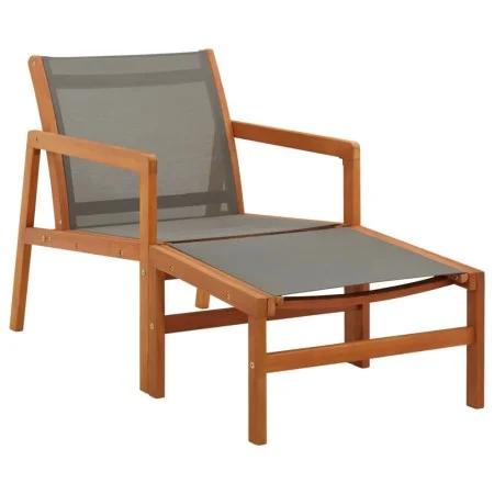 Gartenstuhl mit Fußstütze aus grauem Textilene-Eukalyptusholz von vidaXL, Gartenstühle - Ref: Foro24-48698, Preis: 149,57 €, ...