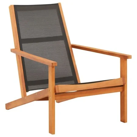Solid eucalyptus wood garden chair with black textilene. by vidaXL, Garden chairs - Ref: Foro24-48699, Price: 94,74 €, Discou...