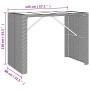 Mesa alta bar superficie vidrio ratán PE marrón 145x80x110 cm