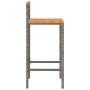 Taburetes altos 4 uds madera de acacia y ratán sintético gris