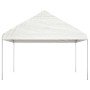 Cenador con techo polietileno blanco 4,08x2,23x3,22 m