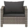 Sillón de jardín con cojín de ratán sintético gris