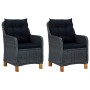 Set muebles jardín 3 pzas ratán sintético gris oscuro y cojines