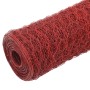 Alambrada de gallinero acero revestimiento PVC rojo 25x1 m