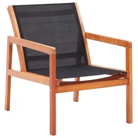 Silla de jardín madera maciza de eucalipto y textilene negro de vidaXL, Sillas de jardín - Ref: Foro24-48701, Precio: 97,26 €...