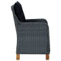 Set muebles jardín 3 pzas ratán sintético gris oscuro y cojines