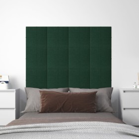 Paneles de pared 12 uds tela verde oscuro 30x30 cm