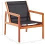 Silla de jardín madera maciza de eucalipto y textilene negro de vidaXL, Sillas de jardín - Ref: Foro24-48701, Precio: 97,26 €...