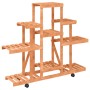 Soporte de flores con ruedas madera maciza abeto 110x25x101 cm