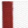 Alambrada de gallinero acero revestimiento PVC rojo 25x1 m