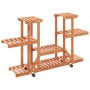 Soporte para flores con ruedas madera maciza abeto 110x25x78 cm