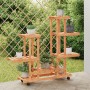 Soporte de flores con ruedas madera maciza abeto 95x25x101 cm