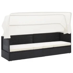 Gartensofa mit schwarzem Baldachin aus synthetischem Rattan von vidaXL, Liegen - Ref: Foro24-49393, Preis: 196,60 €, Rabatt: %