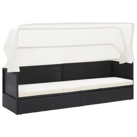 Sofá de jardín con dosel negro ratán sintético de vidaXL, Tumbonas - Ref: Foro24-49393, Precio: 239,04 €, Descuento: %