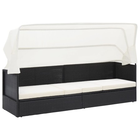 Garden sofa with black synthetic rattan canopy by vidaXL, Loungers - Ref: Foro24-49393, Price: 239,76 €, Discount: %