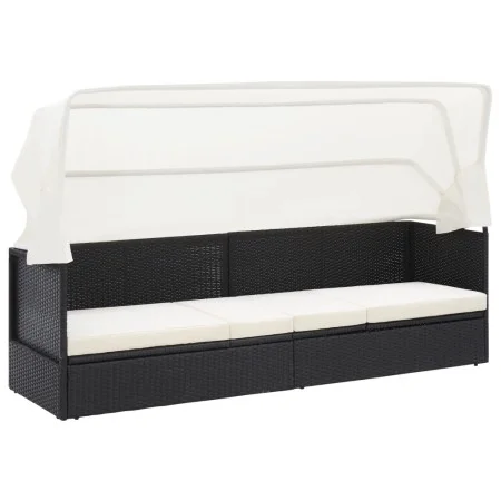 Garden sofa with black synthetic rattan canopy by vidaXL, Loungers - Ref: Foro24-49393, Price: 196,60 €, Discount: %