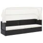 Garden sofa with black synthetic rattan canopy by vidaXL, Loungers - Ref: Foro24-49393, Price: 196,60 €, Discount: %