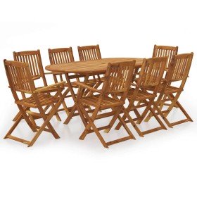 Set comedor de jardín plegable 9 piezas madera maciza de acacia Set comedor de jardín plegable 9 piezas madera maciza de acacia