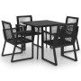 Juego de comedor para jardín 5 piezas ratán PVC negro
