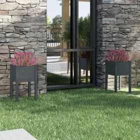 Planters 2 units solid gray pine wood 40x40x70 cm by vidaXL, Pots and planters - Ref: Foro24-810794, Price: 51,55 €, Discount: %