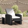 Sillón reclinable de jardín con cojines ratán sintético negro