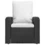 Sillón reclinable de jardín con cojines ratán sintético negro