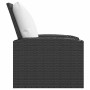Sillón reclinable de jardín con cojines ratán sintético negro