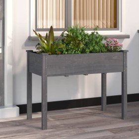 Jardinera con forro madera maciza de abeto gris 118x59x76 cm Jardinera con forro madera maciza de abeto gris 118x59x76 cm