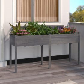 Jardinera con forro madera maciza de abeto gris 161x45x76 cm Jardinera con forro madera maciza de abeto gris 161x45x76 cm