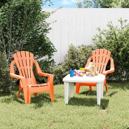 Sillas jardín niños 2 uds aspecto madera PP naranja 37x34x44 cm en Sillas de jardín | Comprar online en Foro24
