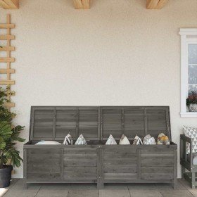 Arcón jardín madera maciza abeto gris antracita 198,5x50x56,5cm