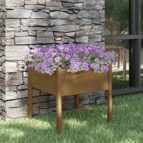 Solid pine wood planter in honey brown color, 70x70x70 cm by vidaXL, Pots and planters - Ref: Foro24-810815, Price: 46,38 €, ...