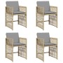 Sillones jardín con cojines 4 uds ratán sintético beige mezcla