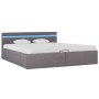 Hydraulisches Canape-Bett mit LED-Aufbewahrung, taupefarbener Stoff, 160 x 200 cm von vidaXL, Betten und Lattenroste - Ref: F...
