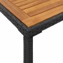 Mesa de jardín superficie de madera ratán PE negro 115x54x74 cm