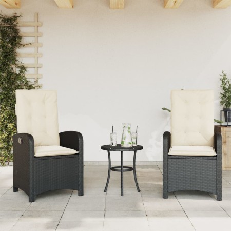 Sillones reclinable jardín cojines 2 uds ratán sintético negro en Sillas de jardín | Comprar online en Foro24
