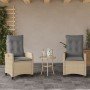 Sillones reclinables jardín y cojines beige mix 2 uds ratán PE