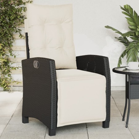 Sillón reclinable de jardín con reposapiés ratán PE negro en Sillas de jardín | Comprar online en Foro24