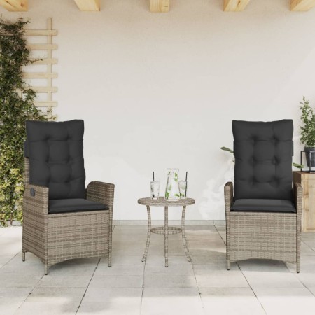 Sillones reclinable jardín y cojines 2 uds ratán sintético gris en Sillas de jardín | Comprar online en Foro24